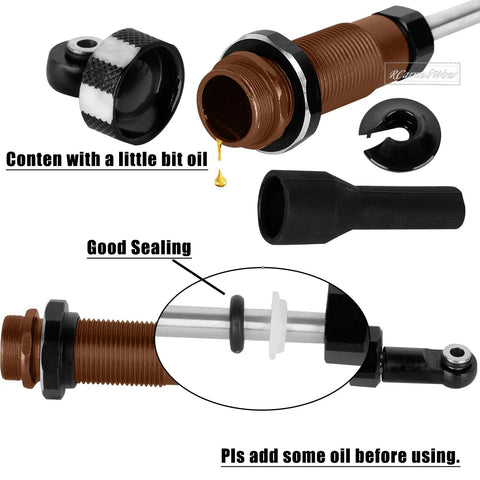 Close-up of Upgraded RC Car Parts Kit showing bronze shock absorber and sealing components for 1/10 Jato 4x4 models.