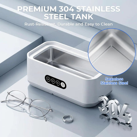 Top Shelf 49Khz Ultrasonic Cleaner With Roomy 650Ml Stainless Steel Tank And Digital Timer, featuring premium 304 stainless steel.