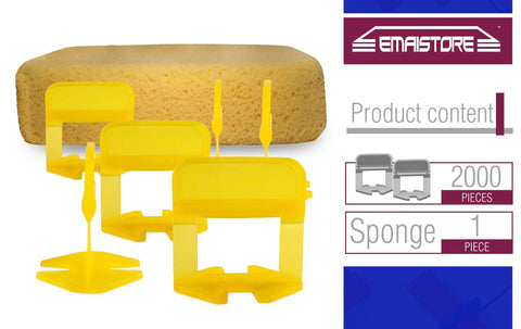 Ultra Thin 0.5mm Tile Leveling System With 2000 Spacers For Floor And Wall Installations with sponge, yellow tile clips