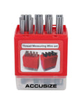 US And Metric Thread Measuring Wire Set With Wire Holders For External Threads 3 Wire Method 48 Pieces In 16 Sizes Measures 3 To 48 TPI And Half Millimeter To Six Millimeter Pitch Case Included EG06 1002