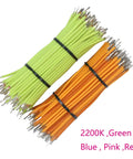 Bundles of 100 Pack LED Filament Diode Edison Bulb Accessories Flexible Filament Strands For DIY Lighting Projects DC3V 2200K in green and orange.