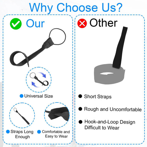 Comparison of Adjustable Ski Glove Leash For Winter Sports and competitor, illustrating comfort and size differences