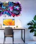 Large 3D Gamer Wall Decal Set With Controller Design Peel And Stick For Boys Room Teen Bedroom Playroom Wall Decor