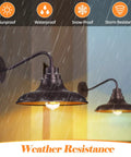 Outdoor Barn Light Fixture 2 Pack Gooseneck Wall Lanterns Oil Rubbed Bronze showing weather resistance in rain and storm