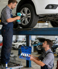 Mechanics using Easy-Grip Thin Wall Wheel Nut Socket Set - 5-Piece Kit for tire maintenance on car in garage