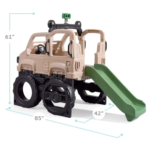 Truck Climber Outdoor Playset For Kids with slide and climbing wall for toddlers aged 2 to 5 in backyard, 61'' high. 