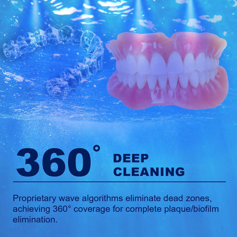 Pro Grade Ultrasonic Retainer Cleaner Machine for Dental Appliances, 360 Degree Deep Clean, 42kHz Ultrasonic Power, 24W Performance with UV Light, Easy Clean Pod System for Braces, Aligners, and Retainers with 300ml tank