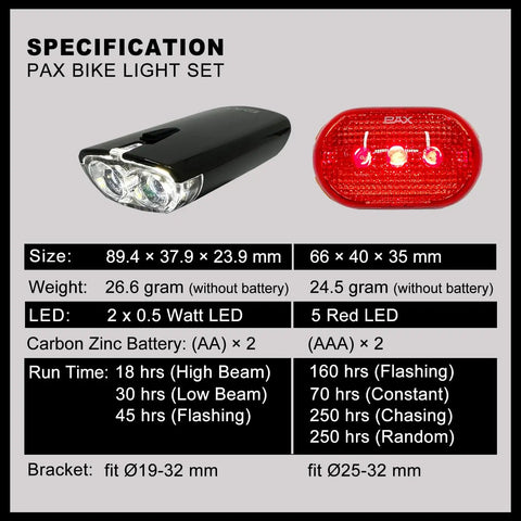 Specification of Beefed Up Super Bright Bike Light Set With Front And Rear Lights, Water Resistant, Easy Install, Multimode