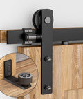 Sliding Barn Door Hardware Kit For 10 Ft Track, Smooth And Quiet Glide, Easy Installation, showing track and roller details