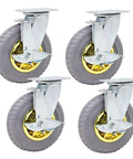 Heavy Duty Swivel Caster Wheels With Locking Brakes Silent Rubber Furniture Casters set of four with gold and grey wheels.