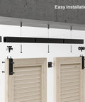 36 Inch Ceiling Mount Box Rail Hardware For Bifold Sliding Barn Doors Heavy Duty Aluminum Alloy Track Kit For Two Doors No Door Included