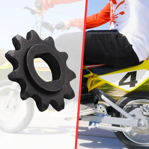Close-up of 11T 25H Chain Motor Sprocket With Master Links Replacement for Razor MX650 Dirt Rocket Bike