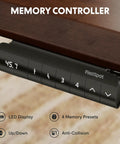 Memory controller for Get The Legit Badass Solid Wood Executive Standing Desk featuring height adjustment and LED display.