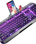 Sick RGB Backlit Mechanical Gaming Keyboard With Badass Ergonomic Form Factor And Adjustable Angle Stand, USB wired with illuminated keys.