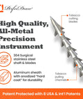 Cigar Draw Enhancer Tool And Nubber For Perfect Draw Every Time, Patented Technology, 5 Inch Accessory To Fix Tight Draws, Deliver Smooth Burns, Even Ash, And Consistent Hits On The Go. High quality all-metal cigar tool with stainless steel shaft and aluminum sheath