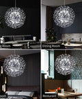 Crystal Dandelion Chandelier Pendant Lights With Firework Sparkle 12 Light Chrome in living, dining, bedroom, restaurant