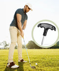 Golfer on course with inset of Adjustable Golf Wrench Tool For Driver Heads, Stainless Steel, Plastic Handle, Head Adjustment Tool.