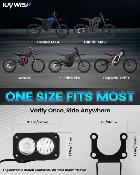 Comparison of bike models for 6000-6500K LED Dirt Bike Light Bar For Surron Sur Ron Taparia Talaria Sting MX4 MX5 Eride Pro X260