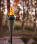 Island King 65 Inch Metal Outdoor Torch For Backyards Patios And Gardens Weather Resistant Burn With Large Bright Flame Long Lasting Wick Snuffer And Easy Twist And Pour Refills Brown Finish