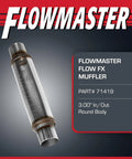 Flow FX Chambered Muffler For Modern Trucks And Muscle Cars 3 Inch Center In 3 Inch Center Out Stainless Steel product image