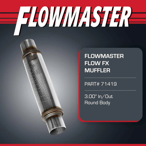 Flow FX Chambered Muffler For Modern Trucks And Muscle Cars 3 Inch Center In 3 Inch Center Out Stainless Steel product image