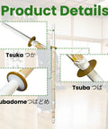 Set Of 2 Cosplay Swords 47 Inch Handmade Bamboo Practice Props For Costume Anime Inspired True To Source Replicas with Tsuba details