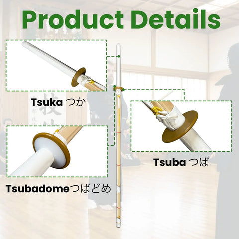 Set Of 2 Cosplay Swords 47 Inch Handmade Bamboo Practice Props For Costume Anime Inspired True To Source Replicas with Tsuba details