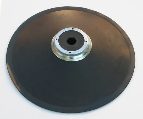 Solid Molded Rubber Grease Follower Plate For 120 Pound Sixteen Gallon Drum With One And A Half Inch Downtube And Fourteen And One Quarter Inch Diameter