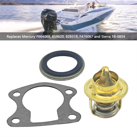 Thermostat Kit For Mercury Outboard Motors 75 To 150 HP 55C 130F Replacement 859620 828319 F476067 Fits Force And SportJet 90 95 120 HP Drop In OEM Style Replacement For Reliable Marine Performance