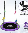 Tree Swing Saucer For Kids 40 Inch Heavy Duty With Adjustable Straps 900 Lbs Capacity Built Tough For Backyard Fun Purple