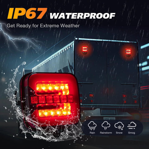 Partsiby wireless trailer light with magnetic red housing, USB-C rechargeable LED tail light for 7- and 4-pin trailers