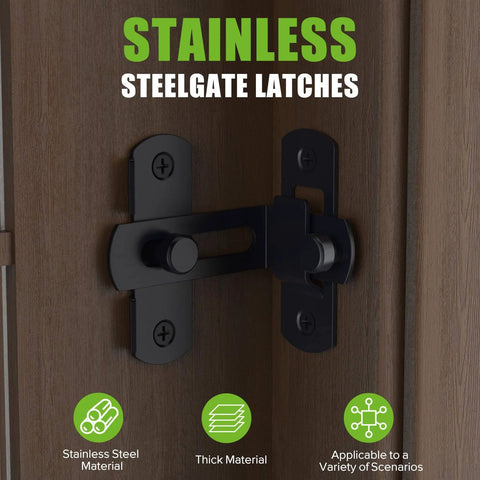 Two Pack Stainless Steel 90 Degree Barn Door Lock Bifold Flip Latch For Barn, Bathroom, Outdoor And Garage In Black Finish, Rustproof