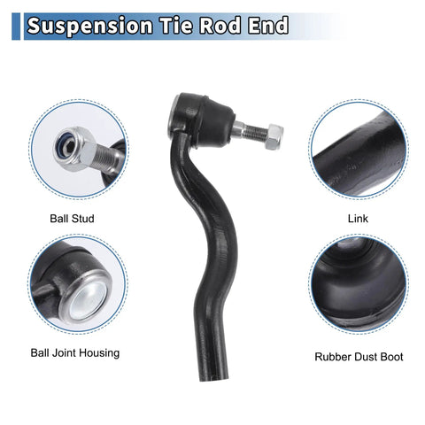 Beefy Tie Rod End Kit For Jeep Grand Cherokee 2011 To 2015 Front Outer Left And Right Durable Steering Linkage Replacements ES800972 ES800973 OE Quality, black steel tie rod end with ball stud and rubber dust boot