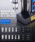 Beefy Magnetic Drill Press With 11 Drill Bits, 2 Inch Hole Capacity, featuring close-up of bit installation mechanism.