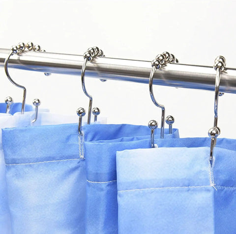 Double Shower Curtain Hooks 12 Pack Stainless Steel Easy Glide Rings For Bathroom Hanging Rods Decorative Liner Ring Gold Finish