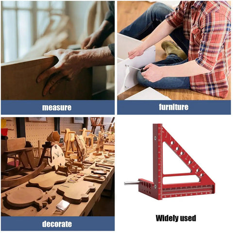 Pro Grade Square Scribing Ruler With Rust Resistant Aluminum, Burr Free Edges, And Five Angle Presets used in woodworking