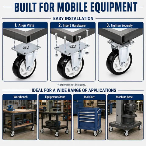 Installation guide for Heavy Duty Three Inch Caster Set With Two Fixed Trackers And Two Bulletproof Locking Swivel Wheels.