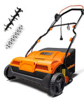 2 In 1 Dethatcher And Scarifier For Lawns With Electric 16 Inch Deck 13 Amp Motor Reaches Up To 3700 RPM And Includes A 12 Gallon