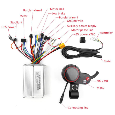 48V 25A Brushless Motor Controller With Controller Display And Communication Line For M4 10 Inch Electric Scooter Durable Aluminum Alloy Housing With Efficient Heat Dissipation For Smooth Power Management