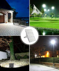Beastly Bright 300W LED Flood Light With 24000 Lumens Outdoor Security Lighting 6000K Daylight White IP66 Waterproof in various settings including driveway, garden, and yard.