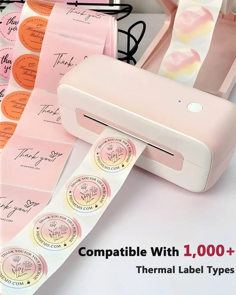 Pink Bluetooth Thermal Label Printer 4x6 For Small Business, Inkless Fast Printing For Amazon Shopify USPS FedEx, Works With iPhone