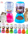 Straight Up Built Different Raised Automatic Pet Feeder For Dogs And Cats Featuring Heavy Duty Nonslip Base Easy Disassembly And Seriously Leak Proof Setup For Chill Meal Times with 3.5L capacity in pink and blue, suitable for cats and dogs.