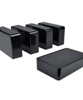 Five Pack Black ABS Plastic Project Box Sturdy Electronics Enclosure showing five black cases, 3.8x2.2x0.8in, smooth finish.
