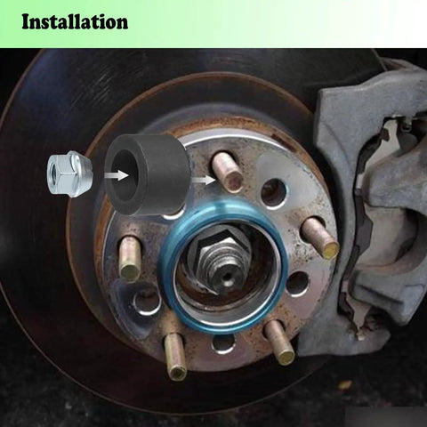 Installation of Universal Wheel Stud Installer Tool Set With 3 Hex Lug Nuts For M12x1.25 M12x1.5 M14x1.5 on car hub