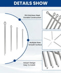 Stainless Steel Cotter Pin Set 50 Pieces Assortment Kit with 5 Sizes M1.5 X 25mm to M4 X 80mm for cars mechanics lawn mower