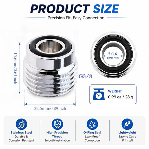 Two Pack Must Have Scuba Diving Tank Valve Adapter G Five Eighths To Five Sixteenths High Pressure Air Tank Regulator Adapter with dimensions