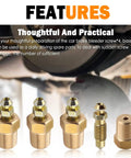 Built Heavy Duty Brake Bleeder Screws With Solid Copper Bases For Sweet Street Builds And Zero Mess Fluid Checks On Any Pro Car Caliper Race Setup showing multiple copper base brake bleeder screws.