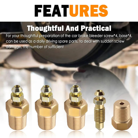 Built Heavy Duty Brake Bleeder Screws With Solid Copper Bases For Sweet Street Builds And Zero Mess Fluid Checks On Any Pro Car Caliper Race Setup showing multiple copper base brake bleeder screws.