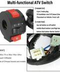 Multi-functional ATV switch with wiring harness for 4-stroke KLX 50cc 70cc 110cc 125cc; 3-function design, plug and play installation.