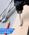 Extra Long 16 Inch Wood Drill Bit Set 12 Piece Spade Paddle Flat Bit Kit With Three Eighths Inch To One Inch Sizes Carbon Steel in use